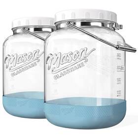 Dwbligt 765123108872 2 Pack Square Wide Mouth Mason Jars 1 Gallon Glass Clear