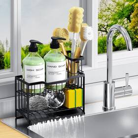 Dyfvpou 717459973686 2-tier Self-draining Sponge Holder For Kitchen Sink - Rustproof Non-slip