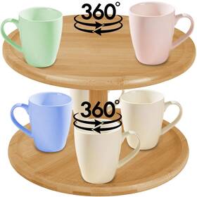 Dcls001 Dynacup 2-tier Lazy Susan Organizer - Bamboo Wooden 360 Double Rotating