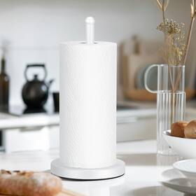 Us-a075 E-room Trend White Paper Towel Holder - Weighted Countertop Stand For Kitchen And Bathroom