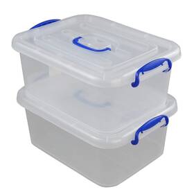 6s-393p-gmex Eagrye 8 Quart Plastic Storage Latch Box Clear Bin With Handle Set Of 2