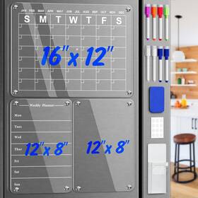 D051-bxt Eaone Magnetic Calendar For Refrigerator 3 Pack Clear Acrylic Frid... Fast Ship