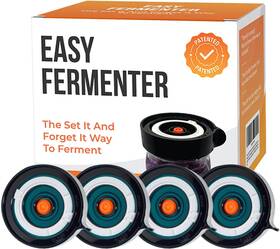 Easy Fermenter 659048418706 Fermentation Lids Kit Mason Jar Airlock Lid Fermenting Wide-mouth Blue