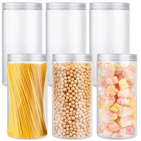 Eatheaty 608571117372 6 Pack 46oz/1360ml Large Plastic Jars With Lid Wide Mouth Empty Clear Pet St