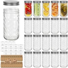 24-02000-010 Eathtek 12 Oz Mason Jars 20 Pack 360ml Mini Canning With Regular Clear