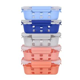 Ecoberi 850018878487 Glass Storage Containers With Lids 5 Piece Set 4.5 Cup Meal Prep Food Sto