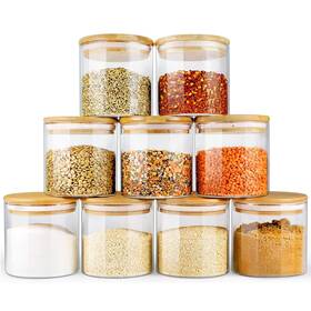 Eegjb1 Ecoevo Glass Jars With Bamboo Lids 16oz In 9 Pack Food And Canisters Sets Wi