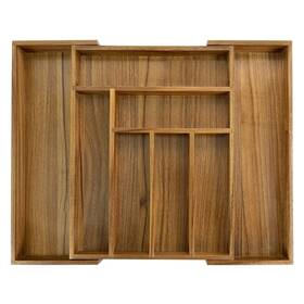 Ecofives 719146778932 Luxury Acacia Kitchen Drawer Organizer - Silverware Utensil Holde