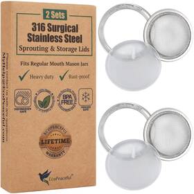 2-curved-sprouting-lids Ecopeaceful Mason Jar Sprouting Lids - 316 Surgical Stainless Steel For Re