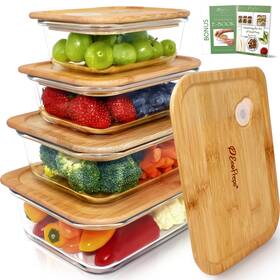 Ecopreps 769947313559 Glass Food Storage Containers With Bamboo Lids 4 Pack - 100% Plastic Free Ecopreps 769947313559 Glass Food Storage Containers With Bamboo Lids 4 Pack - 100% Plastic Free