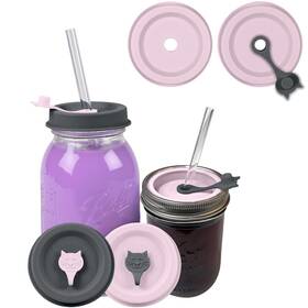 Ecowave 199284914759 Original Creator - Flipfit Silicone Mason Jar Lids Black Dark Gray Pink