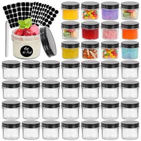 82-01000-020 Ekkovla 40 Pack 4 Oz Glass Jars With Black Lids Regular Small Lid