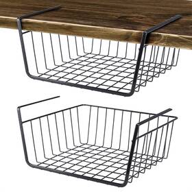 Eleattrun 712251440923 Undershelf Wire Storage Basket Household Metal Hanging Bin Small 2 Pcs