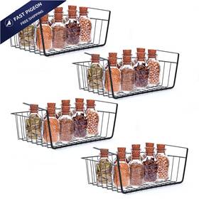 Eleattrun 765074517761 Undershelf Storage Basket Under Shelf Wire Medium 4 Pcs