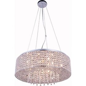 V2914d24c-rc Elegant Lighting V2914d24c Rc Amelie Ten Light Pendant Chrome Finish