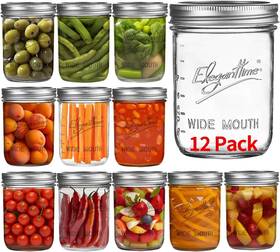 16ozjar-01 Eleganttime Wide Mouth Mason Jars 16 Oz 12 Pack Canning With Clear