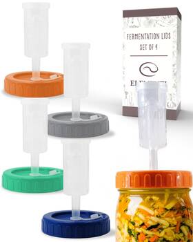 Elementi 744881281188 Mason Jar Fermentation Lids - Easy To Use Fermenting For Wide M