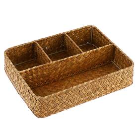 Elldoo K80ggi-us710 Brown Seagrass Tea Bag Organizer Tray 10.2 Inch L X 7.9 W 2.5 H
