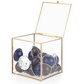 Tivjak-us439 Elldoo Gold Glass Coffee Pods Holder Capsule Storage Box With Lid Tea Bags Sugar