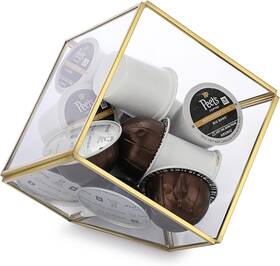Ucihbi-us962 Elldoo Gold Glass Coffee Pods Holder Slanted Square Box Pod