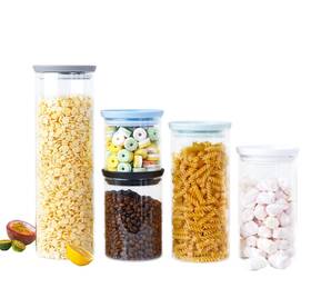Emica Home 707025402504 Glass Food Storage Jars With Plastic Lid Set Of 5- For Spaghetti Pasta