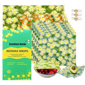 Envoltura Verde 730756181882 9 Pack Reusable Beeswax Food Wraps Eco-friendly Storage Large Medium