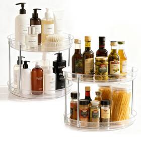 Eodelly 781285914779 2-pack 2-tier Clear Lazy Susan Turntable Organizer 9.5 Inch Rotating Spice Rack
