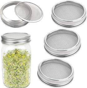 Epsvcsewn 712317315967 Sprouting Lids Mesh Strainer Lid 3.4 In / 86 Mm Silver 316 Stainless Steel