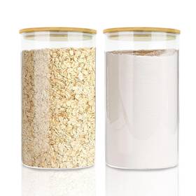 Eqey 973873883114 Large Glass Cereal Containers Storage With Airtight Bamboo Lids Pantry Storag