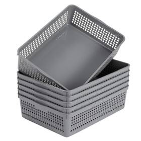 0553snl Eslite Plastic Organizing Baskets/storage Tray Baskets 6-pack Gray 0553snl Eslite Plastic Organizing Baskets/storage Tray Baskets 6-pack Gray
