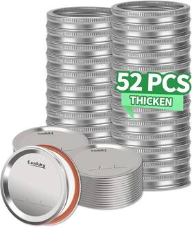 26lids Esuduky Can01 52pcs Mason Jar Lids With Rings Regular 26rings Mouth Silver