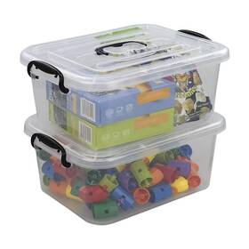 Eudokkyna 769891065092 8 Liter Plastic Storage Box 2-pack Clear Bins With Handles