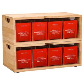 Everbbking 766700913490 Stackable Bamboo Tea Box Organizer Set Of 2 - Large Capacity Bag Storag