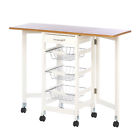 Extended Kitchen Table Trolley Island Rolling Cart 849179019280
