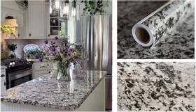 Ez Faux Decor 684659983206 Countertop Update Self Adhesive 36 Inch X 240 White Black Grey