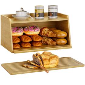 P-el-mbx101 Ez2live Bamboo Bread Box With Cutting Board For Kitchen Countertop Large Capacit P-el-mbx101 Ez2live Bamboo Bread Box With Cutting Board For Kitchen Countertop Large Capacit