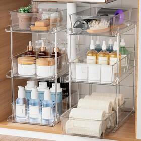 Mpnsh0001-p3 Fabspace Pull-out Home Organizer 3 Pack 2 Tier Clear Bathroom With Dividers