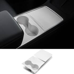 Fannasi 685540554819 Center Console Silicone Wrap Kit With Cup Holder For Tesla White