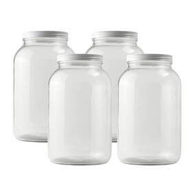 Fastrack 055848002945 - One Gallon Wide Mouth Jar With White Metal Airtight Lid Pack Of 4