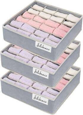Fb-cdo-3sg Felibeaco 3 Pack Sock And Underwear Drawer Organizer Dividers 24 Cells Foldabl Fb-cdo-3sg Felibeaco 3 Pack Sock And Underwear Drawer Organizer Dividers 24 Cells Foldabl