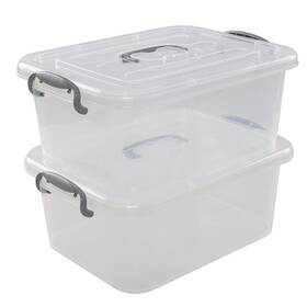 Fiazony 751450465160 8 L Plastic Clear Storage Box 2-pack Latch With Lid