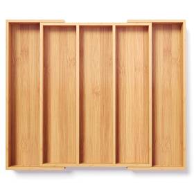 Fibogollo 641320876137 Expandable Kitchen Drawer Organizer Bamboo Silverware Adjustable Fl