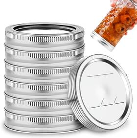 Fiekoth 757611900297 12 Pcs Antirust Regular Mouth Mason Jar Lids With Rings For Vacuum