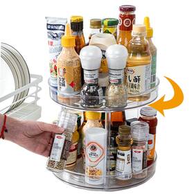 Fivof 710891436641 Lazy Susan Round Plastic Clear Rotating Turntable Organization Storage Contai