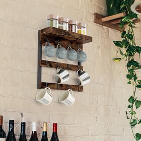 Fliptradeinc 427274010765 Wood Rustic Coffee Mug Holder Rack Wall Mounted Cup Fliptradeinc 427274010765 Wood Rustic Coffee Mug Holder Rack Wall Mounted Cup