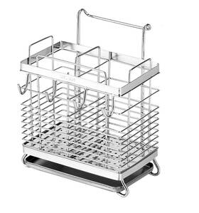 Flycheers 649383562073 Sturdy 304 Stainless Steel Utensil Drying Rack Basket Holder With Hooks 2 Co