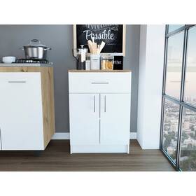 Fm Furniture 798911205934 Oxford Pantry Cabinet With Double Doors White/light Oak