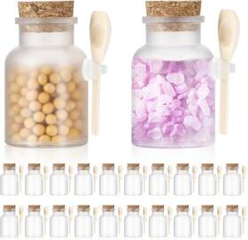 Foldtier-jars-asnt59784 Foldtier 24 Pcs Small Jars With Spoons And Cork Lid Plastic Jar Bulk Bath Salt Foldtier-jars-asnt59784 Foldtier 24 Pcs Small Jars With Spoons And Cork Lid Plastic Jar Bulk Bath Salt