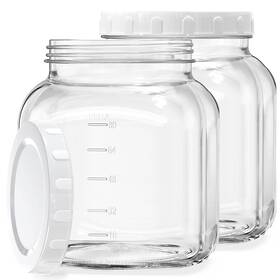 Folinstall 750108997206 2 Pack 0.8 Gallon Glass Jar With Lid 102 Oz Wide Mouth Clear