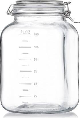 Folinstall 784124535142 1 Gallon Square Super Wide-mouth Glass Jars With Airtight Lids